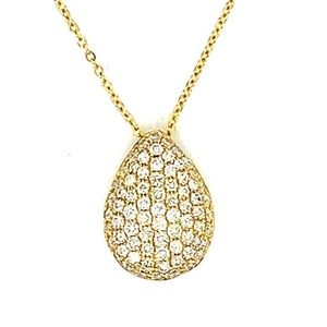 14k Yellow Gold Tear-Shaped Pendant with 74 Round Diamonds